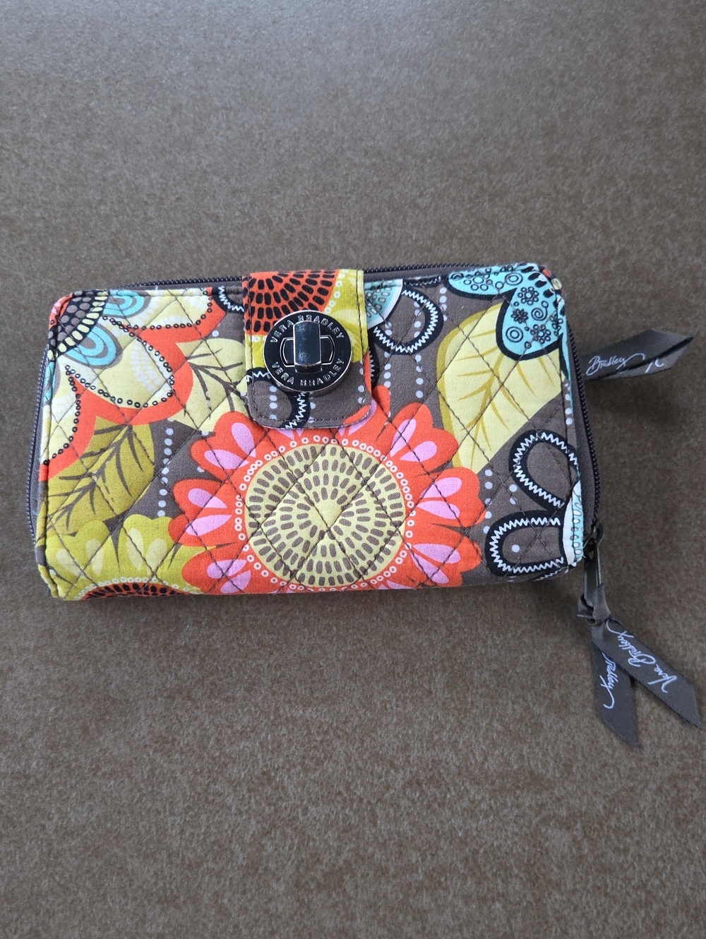 Vera Bradley Turn Lock Accordion Wallet Floral Zip Around Organizer